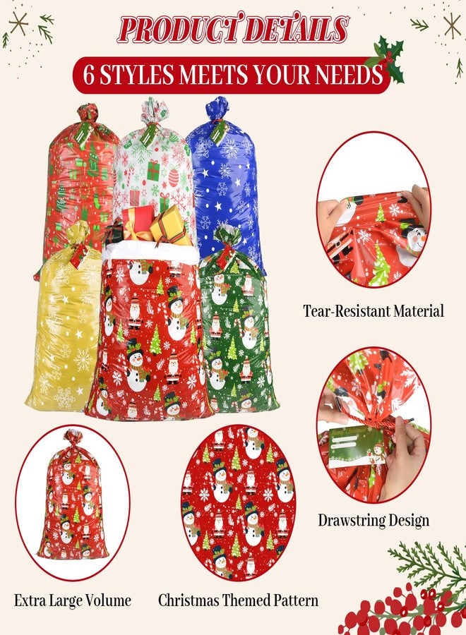 letesult 55" x 35" Extra Large Christmas Gift Bags, 6PCS Jumbo Christmas Themed Bags Holiday Gift Wrap Plastic Gifts Bag with Tag and String for Huge Big Gifts Presents Wrapping Bicycle Bike Gift Bag - Image 3